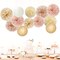 Champagne-Gold White Party-Decorations Paper-Flowers Lanterns - 15PCS Boho Fall Rustic Tissue Pom Poms Streamers,Wedding Baby Bridal Shower Neutral Autumn Birthday Hanging Supplies Decor Hugfond